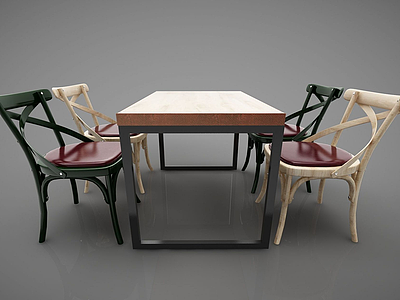 3d餐桌椅金属模型