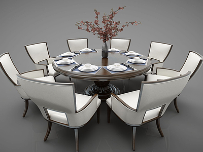 3d新中市风格餐桌家具模型