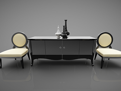新中式桌椅模型3d模型