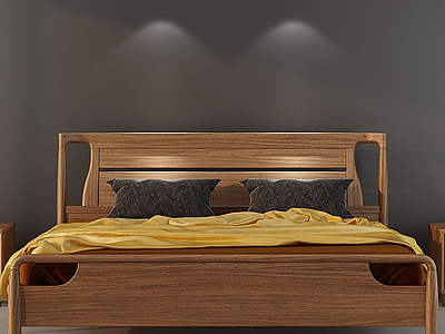 新中式床床头柜模型