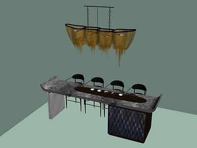 创意餐桌吧台模型3d模型