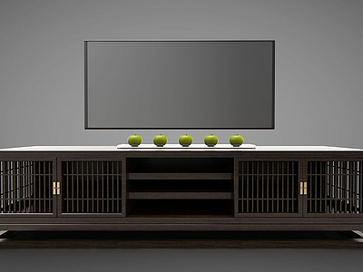 新中式风格的电视柜模型