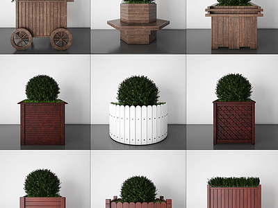 3d植物盆栽花箱模型