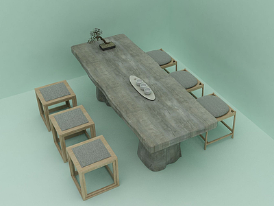 3d简约创意茶桌模型