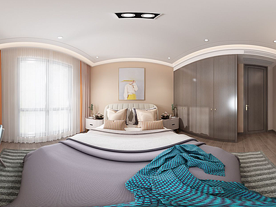 3d现代北欧卧室全景模型