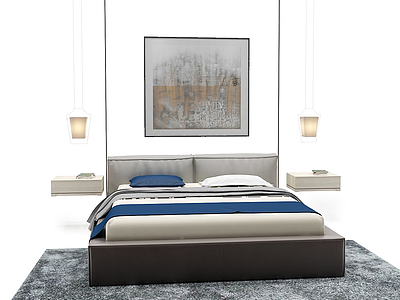 3d现代家具床模型