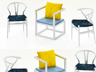 现代休闲单椅家居椅模型
