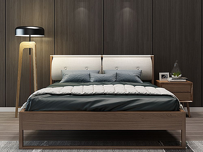 新中式床落地灯组合模型3d模型