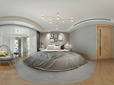 3d北欧现代卧室全景模型