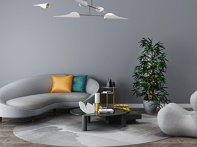 后现代客厅沙发茶几组合模型3d模型