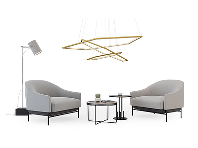 3d现代休闲沙发椅吊灯模型