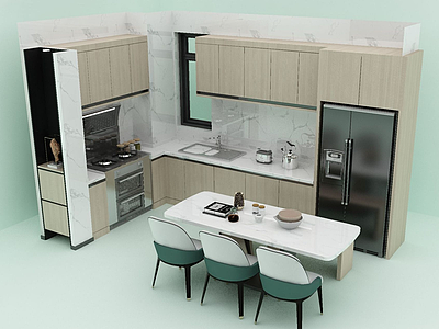 3d厨房餐厅模型