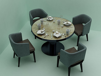 3d餐厅餐桌模型