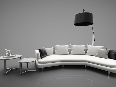 3d现代弧形办公沙发模型