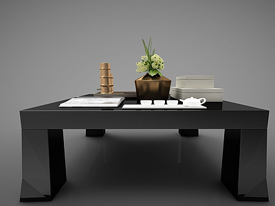 现代简约方桌茶几模型3d模型