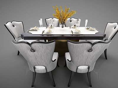 3d欧式餐桌椅组合模型