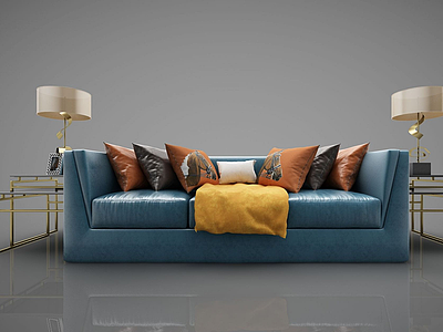 3d现代简约沙发茶几组合模型