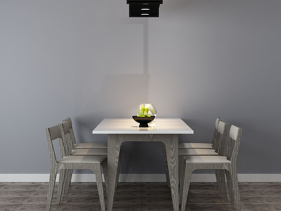3d现代简约餐桌椅模型