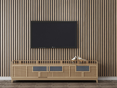 室内装修木质电视背景墙模型
