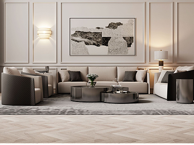 现代轻奢沙发茶几组合模型3d模型
