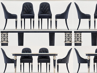 3d现代简欧餐桌椅组合模型