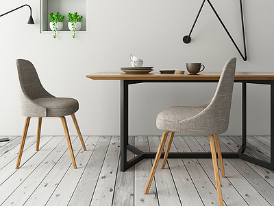 3d北欧简约餐桌椅模型