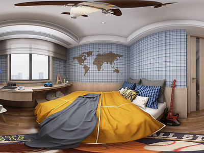 3d现代卧室全景模型