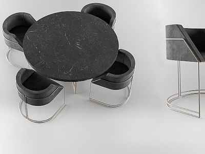 3d现代圆桌椅休闲模型