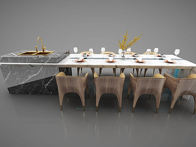 3d聚餐餐桌模型