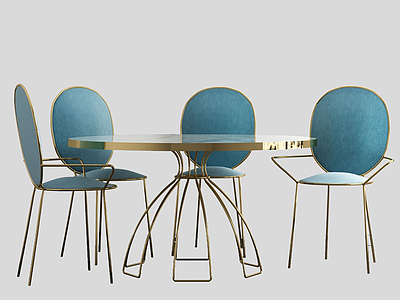 3d美式简约休闲桌椅模型