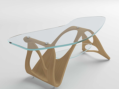 3d现代玻璃茶几不规则桌脚模型