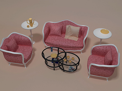 3d简欧沙发组合模型