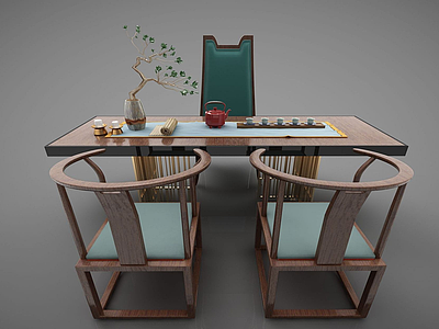 茶桌椅组合模型