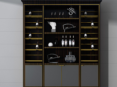 美式酒柜3d模型