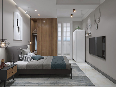 单间卧室模型3d模型