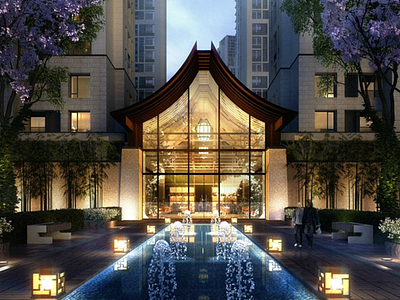 新中式会所酒店模型3d模型