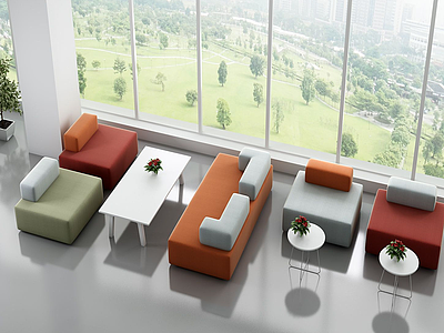 3d现代休闲沙发茶几模型