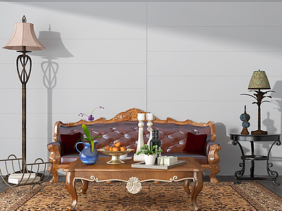 欧式沙发茶几组合3d模型