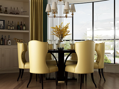 3d客厅餐桌组合模型