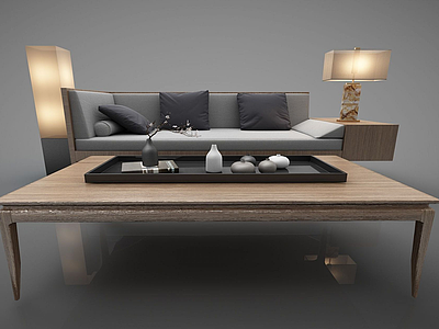 新中式风格沙发茶几模型3d模型