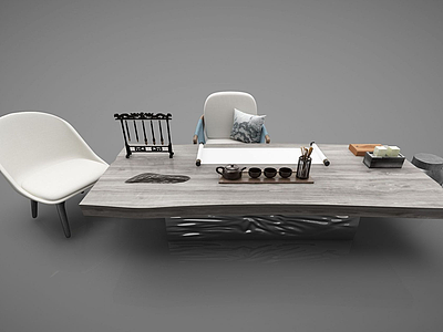 3d新中式风格休闲桌模型