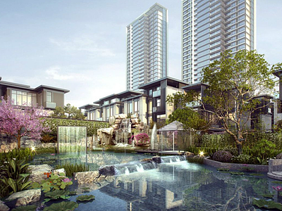 新中式别墅庭院模型3d模型