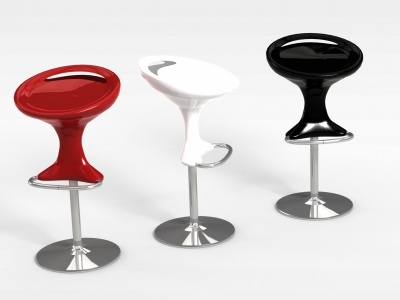 红黑白三色吧椅组合模型3d模型