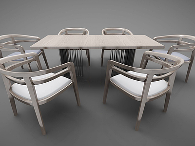 新中式风格餐桌椅模型3d模型