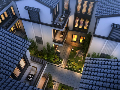 中式别墅庭院模型3d模型