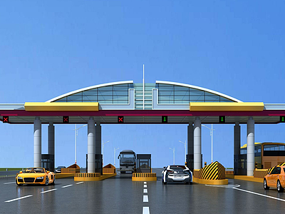 3d现代高速收费站模型