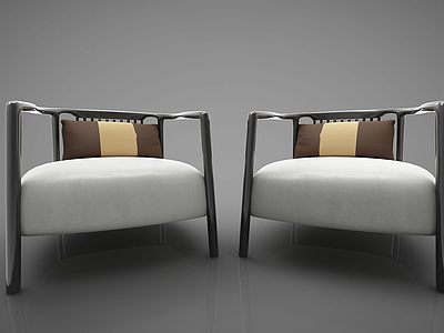3d新中式单人沙发模型