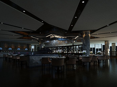 高端餐厅3d模型