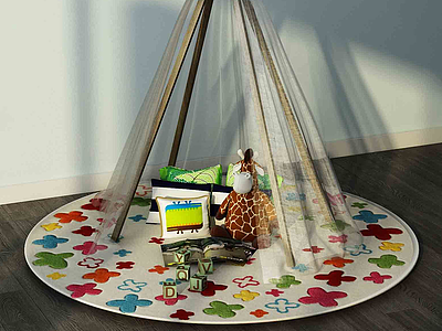 3d现代儿童帐篷模型