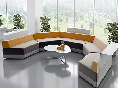 现代沙发茶几组合模型
